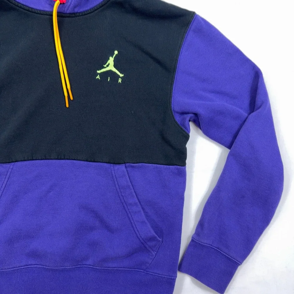 Jordan‎ Hoodie Jumpman Air Colorblock Fleece Size Small Purple Black Neon